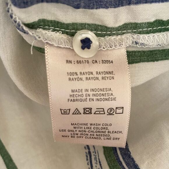 Maeve retro Blue and Green Button Down Blouse - Picture 5 of 9